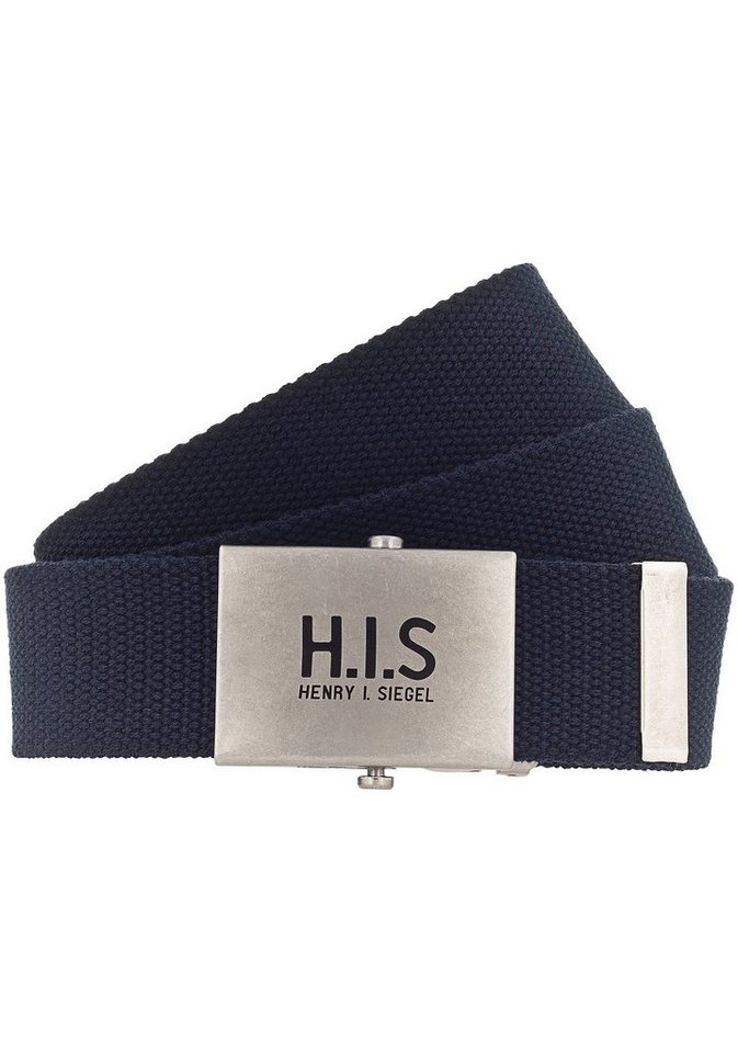 H.I.S Stoffgürtel Bandgürtel mit H.I.S Logo auf der Koppelschließe von H.I.S