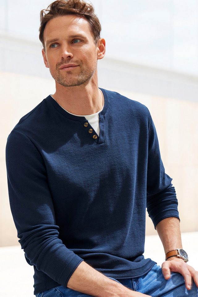 H.I.S Strickpullover Pullover mit hochwertiger Halslochverarbeitung in double-layer Optik von H.I.S