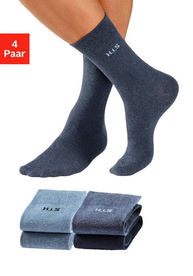 H.I.S Socken (4-Paar) mit druckfreiem Bündchen von H.I.S