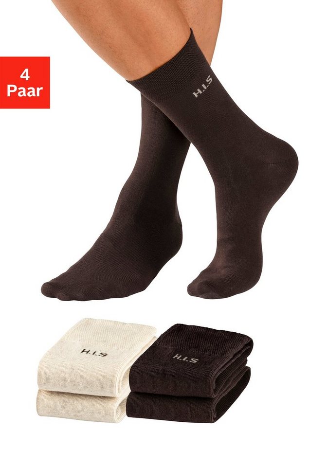 H.I.S Socken (4-Paar) mit druckfreiem Bündchen von H.I.S