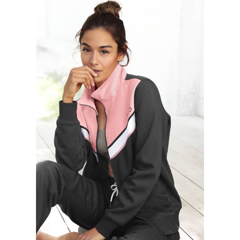 H.I.S Sweatjacke Damen anthrazit-rosa Gr.44/46 von H.I.S