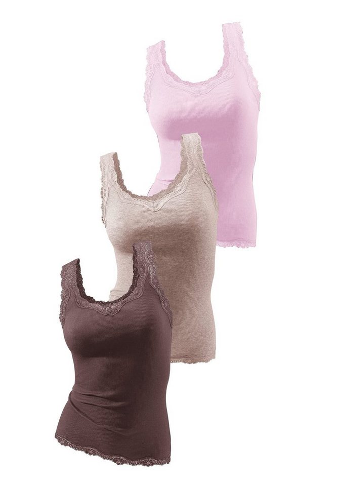 H.I.S Tanktop (3er-Pack) mit Spitze von H.I.S