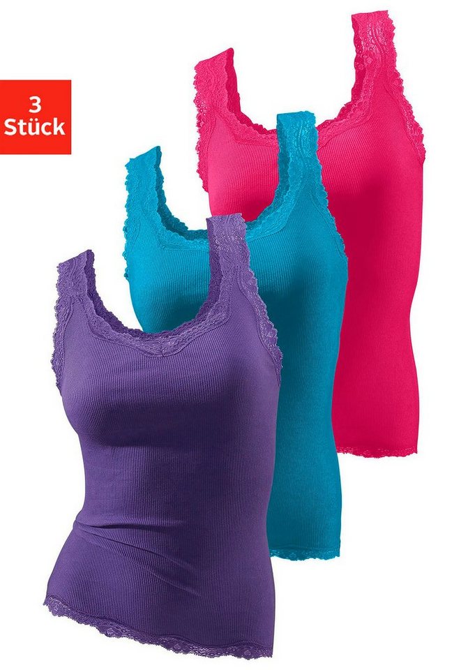 H.I.S Tanktop (3er-Pack) mit Spitze von H.I.S