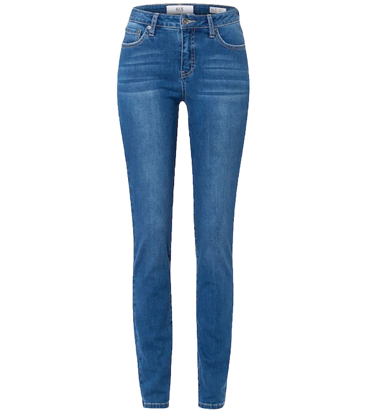 H.I.S. Damen Slim-Fit Jeans nachhaltige Röhrenhose High Waist 5-Pocket 62781455 Blau von H.I.S