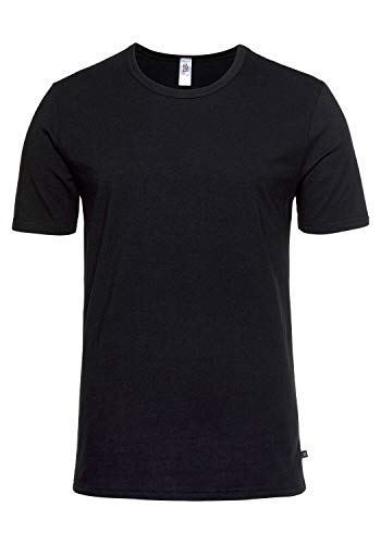 HIS Herren Basic T-Shirt mit Rundhals-Ausschnitt Slim fit Baumwolle Stretch | 2 Stück | schwarz, Gr. XXL von H.I.S