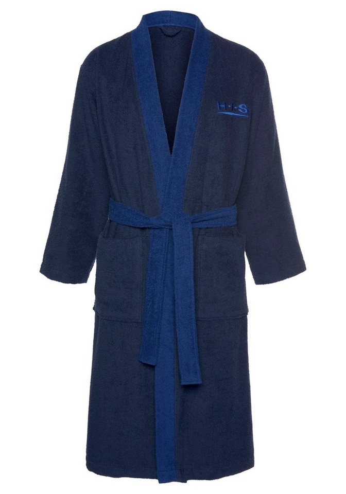 H.I.S Unisex-Bademantel Hannes, ideal für Sauna & Spa, Hotelbademantel, Morgenmantel, Langform, Walkfrottee, Kimono-Kragen, Gürtel, für Damen & Herren, lang, mit Taschen, S-3XL von H.I.S