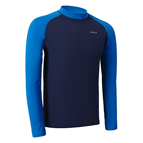 H.MILES Herren Langarm Rashguard UV Protection Shirt Schnorcheln Schwimmen Surfen Tops Base Layer Rash Vest, Dark Navy, 4XL von H.MILES