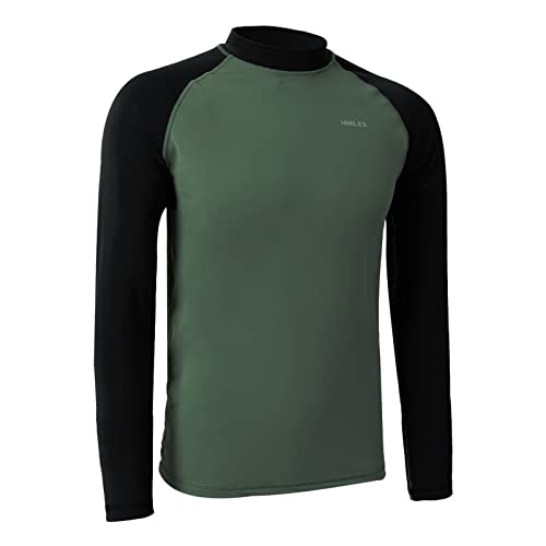 H.MILES Herren Langarm Rashguard UV Protection Shirt Schnorcheln Schwimmen Surfen Tops Base Layer Rash Vest, Green, 2XL von H.MILES