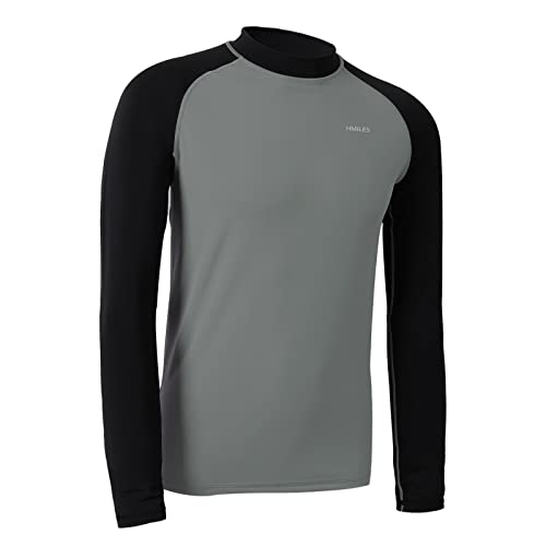 H.MILES Herren Langarm Rashguard UV Protection Shirt Schnorcheln Schwimmen Surfen Tops Base Layer Rash Vest, Grey, L von H.MILES