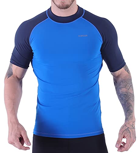 Herren Rash Vest Rashguard Kurzarm schwarz Schnorcheln Schwimmen Surfen Tops Tauchen Anzug Beach T-Shirt Shortsleeve von H.MILES