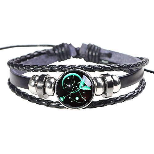 H.ZBRUJ Chic Leder Armband Verstellbar - Konstellation Punk Manschette, Schütze Perlen, Star Punk, Mehrschicht Geflochten Seil Kette - 8-11 Zoll Für Männer Und Frauen von H.ZBRUJ
