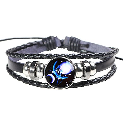 H.ZBRUJ Punk Leder Armband für Männer und Frauen - Constellation Manschette, Waage Perlen, Star Punk, Multilayer Geflochtenes Seil - Verstellbare Kette 8-11 Zoll H.ZBRUJ Punk Leder Armband für Männer und Frauen - Constellation Manschette, Waage Perlen, Star Punk, Multilayer Geflochtenes Seil - Verstellbare Kette 8-11 Zoll von H.ZBRUJ