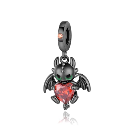 H.ZHENYUE Anhänger Charms 925 Sterling Silber Black Dragon Bead Charms with Cubic Zirconia für Europäische Armbänder und Halskette,Schmuck Geschenk für Weihnachten,Valentinstag,Muttertag Damen von H.ZHENYUE