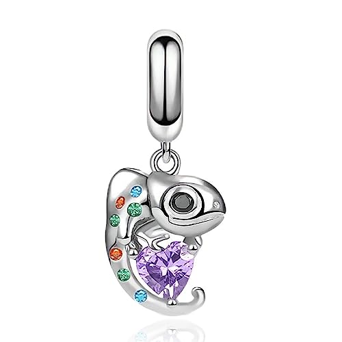 H.ZHENYUE Anhänger Charms 925 Sterling Silber Colorful Chameleon Bead Charms with Cubic Zirconia für Europäische Armbänder und Halskette,Schmuck Geschenk für Weihnachten,Valentinstag,Muttertag Damen von H.ZHENYUE