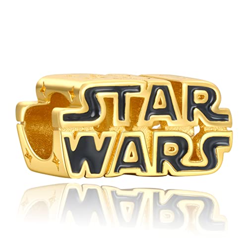 H.ZHENYUE Anhänger Charms 925 Sterling Silber Gold Star Wars Bead Charms with Cubic Zirconia für Europäische Armbänder und Halskette,Schmuck Geschenk für Weihnachten,Valentinstag,Muttertag Damen von H.ZHENYUE