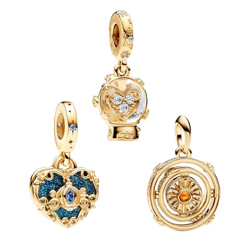 H.ZHENYUE Anhänger Charms 925 Sterling Silber Heart Snowflake Globe Astrolabe with Zirconia für Europäische Armbänder und Halskette,Schmuck Geschenk Weihnachten,Valentinstag,Muttertag Pack von 3 Damen von H.ZHENYUE