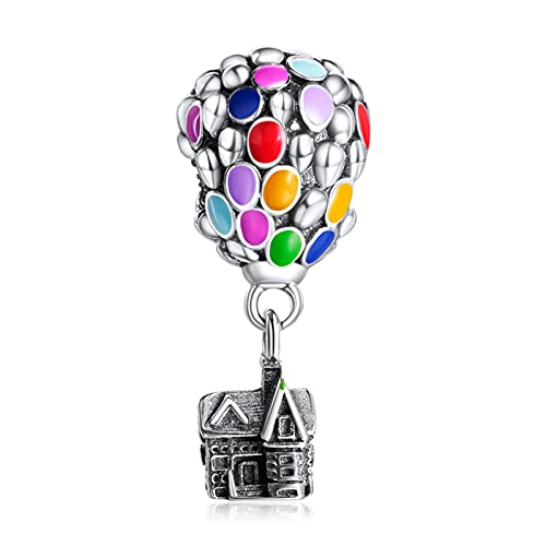 H.ZHENYUE Anhänger Charms 925 Sterling Silber Hot Air Balloon House Bead Charms with Zirconia für Europäische Armbänder und Halskette,Schmuck Geschenk für Weihnachten,Valentinstag,Muttertag von H.ZHENYUE