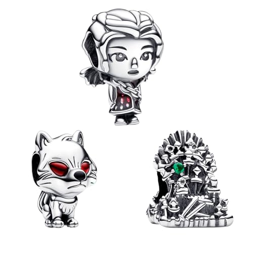 H.ZHENYUE Anhänger Charms 925 Sterling Silber Iron Throne Direwolf Dragon Mother with Zirconia Europäische Armbänder und Halskette,Schmuck Geschenk Weihnachten,Valentinstag,Muttertag Pack von 3 Damen von H.ZHENYUE