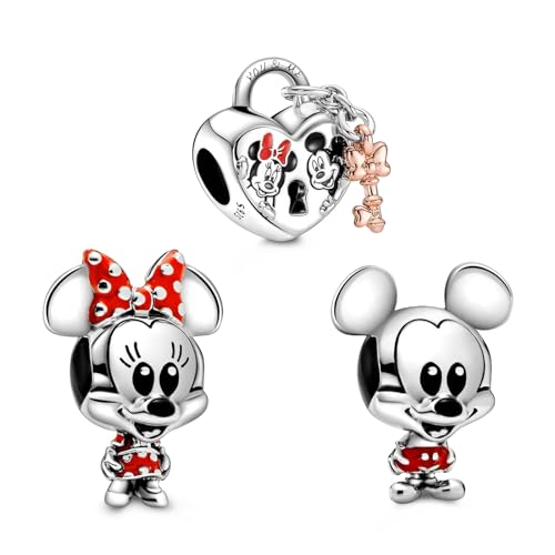 H.ZHENYUE Anhänger Charms 925 Sterling Silber Mouse Cartoon Series with Cubic Zirconia für Europäische Armbänder und Halskette,Schmuck Geschenk für Weihnachten,Valentinstag,Muttertag Pack von 3 Damen von H.ZHENYUE