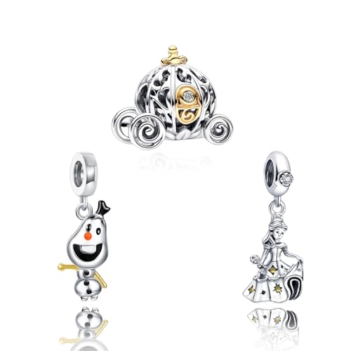 H.ZHENYUE Anhänger Charms 925 Sterling Silber Pumpkin Princess Snowman with Zirconia für Europäische Armbänder und Halskette,Schmuck Geschenk für Weihnachten,Valentinstag,Muttertag Pack von 3 Damen von H.ZHENYUE