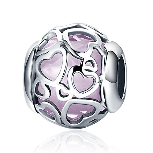 H.ZHENYUE Anhänger Charms 925 Sterling Silber Purple Star Heart Bead Charms with Cubic Zirconia für Europäische Armbänder und Halskette,Schmuck Geschenk für Weihnachten,Valentinstag,Muttertag Damen von H.ZHENYUE