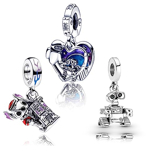 H.ZHENYUE Anhänger Charms 925 Sterling Silber Robot Animal Cartoon with Cubic Zirconia für Europäische Armbänder und Halskette,Schmuck Geschenk für Weihnachten,Valentinstag,Muttertag Pack von 3 Damen von H.ZHENYUE