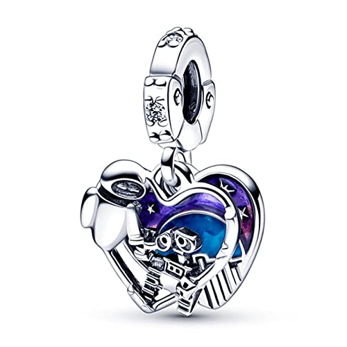 H.ZHENYUE Anhänger Charms 925 Sterling Silber Robot Couple Bead Charms with Zirconia für Europäische Armbänder und Halskette,Schmuck Geschenk für Weihnachten,Valentinstag,Muttertag von H.ZHENYUE