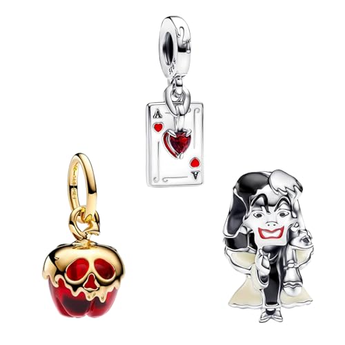 H.ZHENYUE Anhänger Charms 925 Sterling Silber Villains Apple Hearts Bead Charms with Zirconia Europäische Armbänder Halskette,Schmuck Geschenk Weihnachten,Valentinstag,Muttertag Damen 3 Piece/Package von H.ZHENYUE