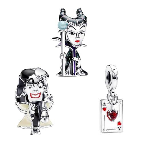 H.ZHENYUE Anhänger Charms 925 Sterling Silber Villains Hearts Bead Charms with Zirconia für Europäische Armbänder Halskette,Schmuck Geschenk Weihnachten,Valentinstag,Muttertag Damen 3 Piece/Package von H.ZHENYUE