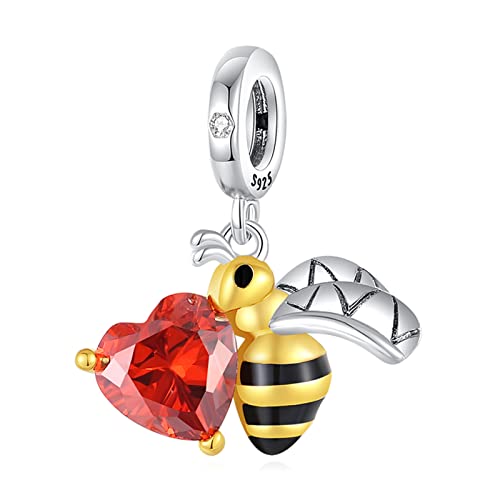 H.ZHENYUE Charm 925 Sterling Silber Bead Charms Bee and Love with Cubic Zirconia für Europäische Armbänder und Halskette,Schmuck Geschenk für Damen Herren von H.ZHENYUE