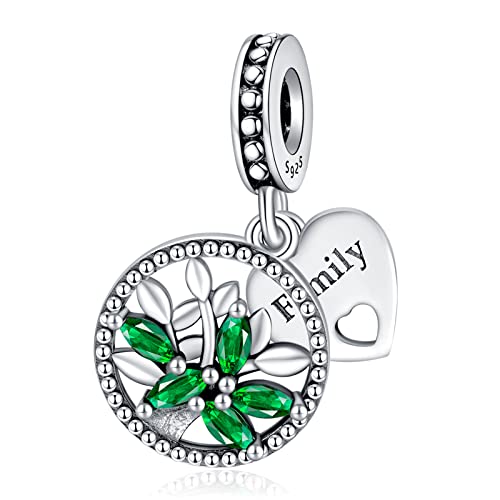 H.ZHENYUE Charm 925 Sterling Silber Bead Charms Fammily Tree with Cubic Zirconia für Europäische Armbänder und Halskette,Schmuck Geschenk für Damen Herren von H.ZHENYUE