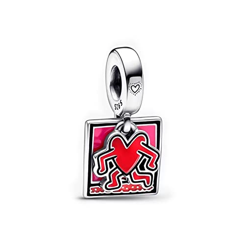 H.ZHENYUE Graffiti Visual Art Print & Heart Dangle Charm fit Bracelet Necklace for Woman Girls,925 Sterling Silver Pendant Beads,Birthday Christmas Halloween Valentine's Day Gifts von H.ZHENYUE