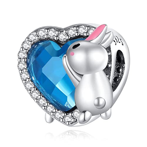 H.ZHENYUE Heart Rabbit Charm 925 Sterling Silber Anhänger für Frauen Familie Freundin Mutter Anhänger Charm Geeignet für Armbänder & Halsketten von H.ZHENYUE