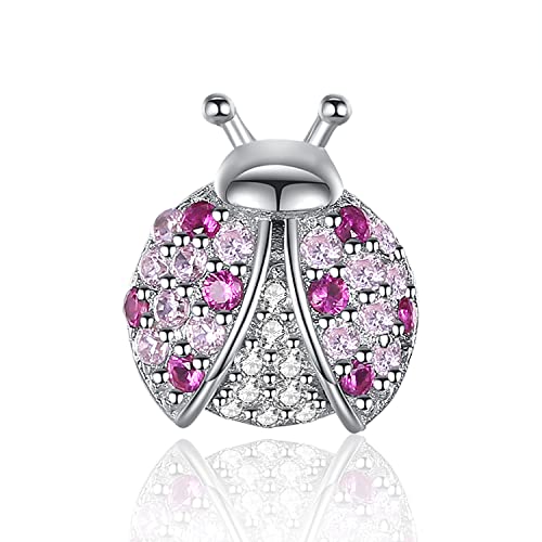 H.ZHENYUE Jewelry Ladybird Crystal Pendant Beads fit Bracelet Necklace for Woman Girls,925 Sterling Silver Pendant Beads with Cubic Zirconia,Happy Birthday Christmas Halloween Valentine's Day Gifts von H.ZHENYUE