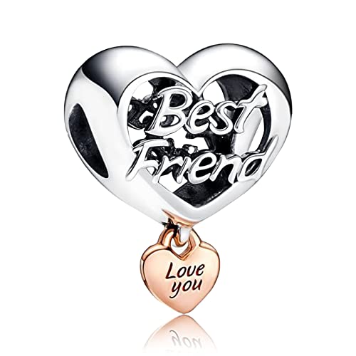 H.ZHENYUE Jewelry Love You Best Friends Charm Beads Fit Bracelet Necklace for Women Girls,925 Sterling Silver Pendant Beads with Cubic Zirconia,Birthday Christmas Halloween Valentine's Day Gifts von H.ZHENYUE