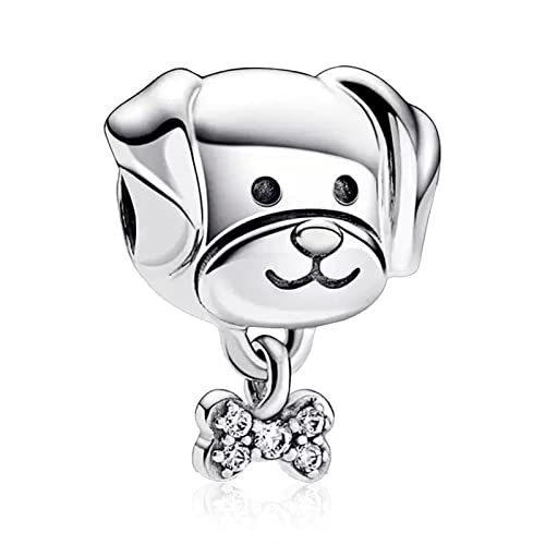 H.ZHENYUE Jewelry Pet Dog & Bone Charm Beads fit Bracelet Necklace for Woman Girls,925 Sterling Silver Pendant Beads with Cubic Zirconia,Happy Birthday Christmas Halloween Valentine's Day Gifts von H.ZHENYUE