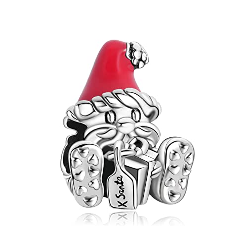 H.ZHENYUE Jewelry Seated Santa Claus Charm Beads fit Bracelet Necklace for Woman Girls,925 Sterling Silver Pendant Beads with Cubic Zirconia,Birthday Christmas Halloween Valentine's Day Gifts von H.ZHENYUE