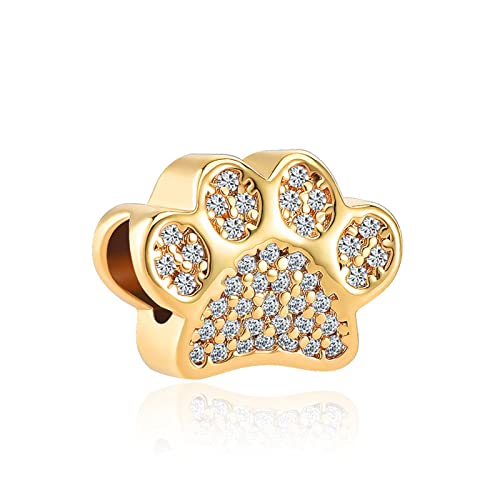 H.ZHENYUE Jewelry Sparkling Paw Print Charm Beads fit Bracelet Necklace for Woman Girls,925 Sterling Silver Pendant Beads with Cubic Zirconia,Happy Birthday Christmas Halloween Valentine's Day Gifts von H.ZHENYUE