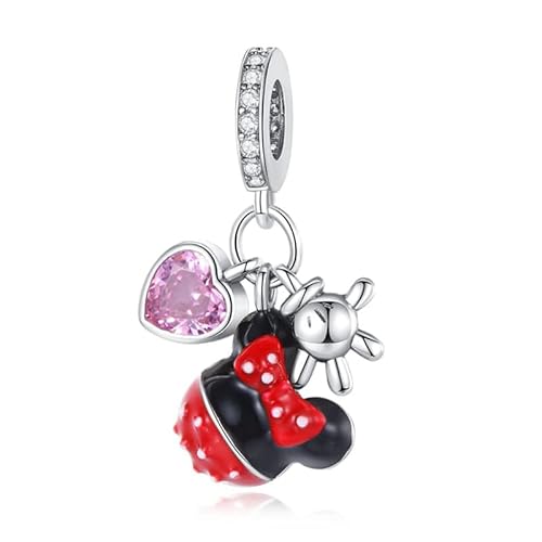 H.ZHENYUE Minni Mouse Charms 925 Sterling Silber Anhänger für Frauen Familie Freundin Mutter Anhänger Charm Geeignet für Armbänder & Halsketten von H.ZHENYUE