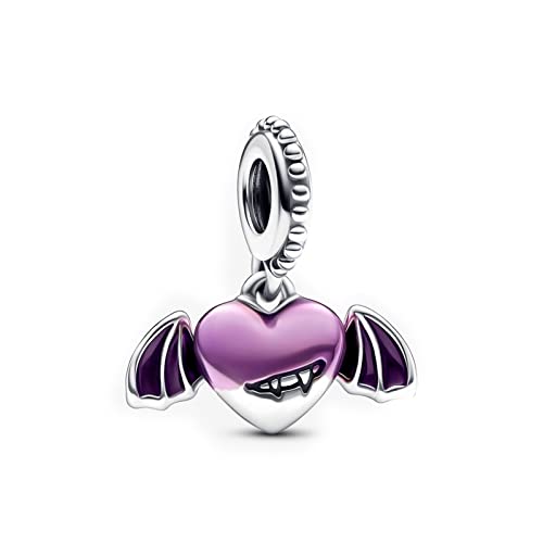 H.ZHENYUE Purple Devil Heart & Wings Dangle Charm fit Bracelet Necklace for Woman Girls,925 Sterling Silver Pendant Beads,Birthday Christmas Halloween Valentine's Day Gifts von H.ZHENYUE