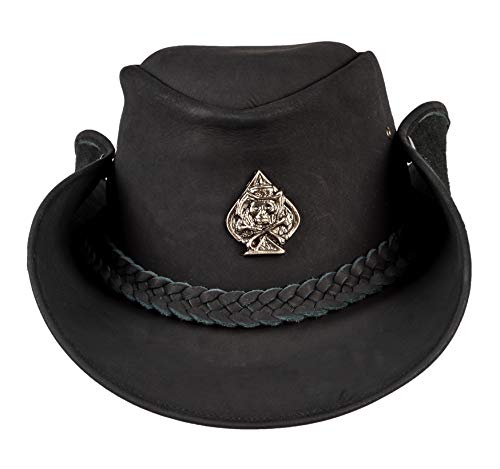 H15 Cowboyhut Skull - Lemmy Style Lederhut aus hochwertigem Rinderleder (XL) von Lupsty