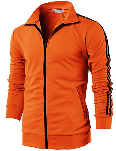 H2H Herren Active Slim Fit Track Leichte Jacke Reißverschluss Langarm, Cmoja0103-orange, X-Large von H2H