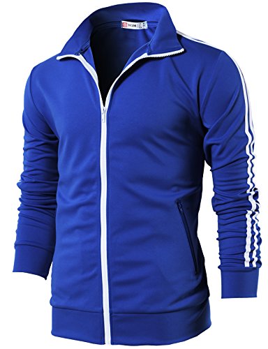 H2H Herren Active Slim Fit Track leichte Jacke mit Reißverschluss und langen Ärmeln, Cmoja0103-blau, L von H2H