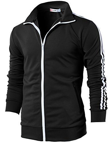 H2H Herren Active Slim Fit Leichtgewichtige Jacke mit Reißverschluss und langen Ärmeln, Cmoja0103-black, L von H2H
