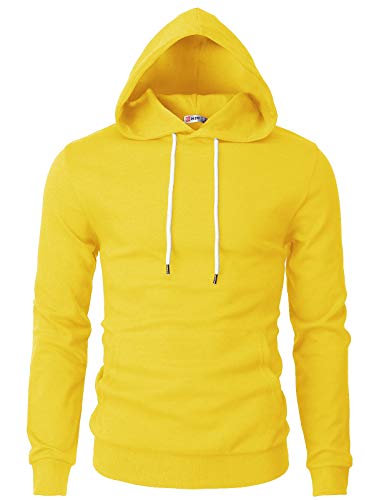 H2H Herren-Kapuzenpullover, schmale Passform, langärmelig, leicht - Gelb - XX-Large von H2H