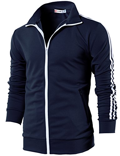 H2H Mens Active Slim Fit Track Jacket Zip-up Long Sleeve Training Basic Designed H2H Mens Active Slim Fit Track Jacket Zip-up Long Sleeve Training Basic Designed von H2H