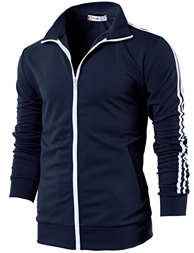 H2H Mens Active Slim Fit Track Jacket Zip-up Long Sleeve Training Basic Designed von H2H