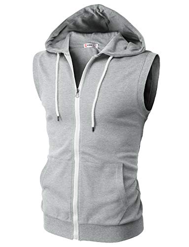 H2H Mens Casual Lightweight Sleeveless Zip-up Vest Tank Hoodies von H2H