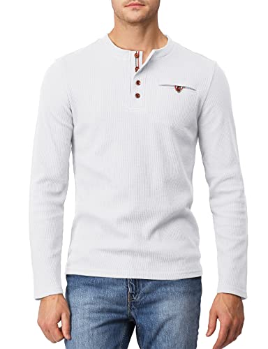 H2H Mens Casual Slim Fit Long Sleeve Henley T Shirts of Waffle Cotton von H2H