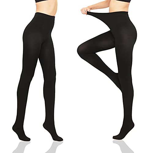 HA WA 2er Pack 100D Thermo Strumpfhose Damen Winter，Gefütterte Fleece Blickdichte Thermostrumpfhose für Damen(DE-LAM-HEIHEI-M-) von HA WA